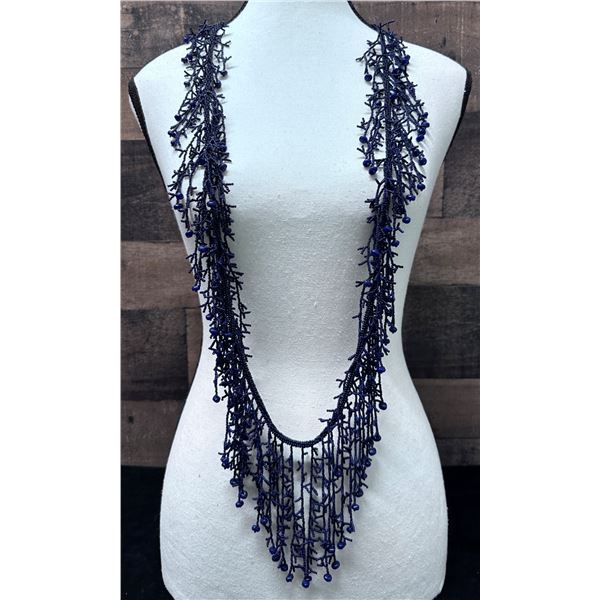 Vintage Long Ornate Beaded Necklace 52"L