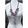 Image 1 : Vintage Mother of Pearl & Colored Shells Necklace on Leather Strand 40"L