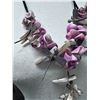 Image 4 : Vintage Mother of Pearl & Colored Shells Necklace on Leather Strand 40"L