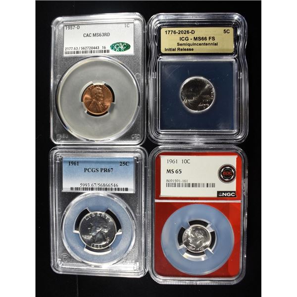 (4) GRADED COINS
