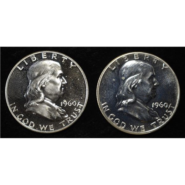 (2) 1960 90% SILVER FRANKLIN HALF DOLLAR PROOF BU