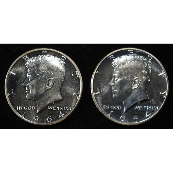(2) 90% SILVER 1964 KENNEDY HALF DOLLARS PROOF BU