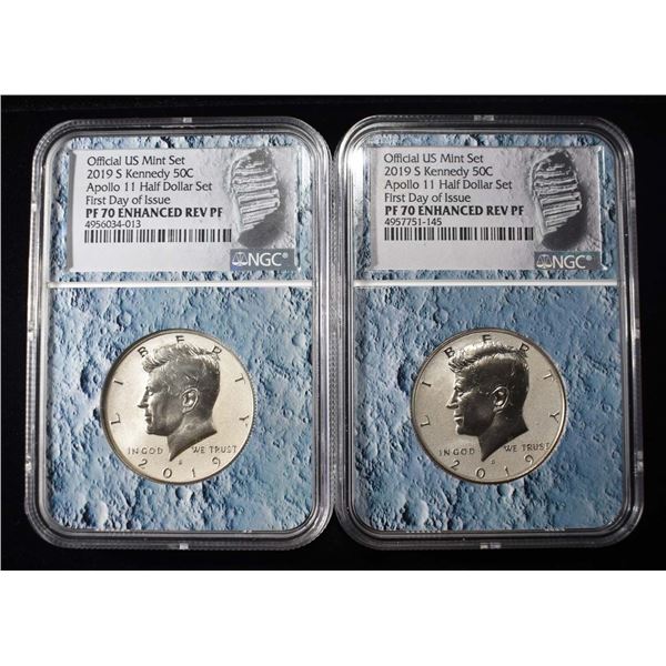(2) 2019-S KENNEDY HALF DOLLARS NGC REV PF70
