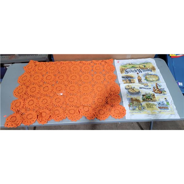 MCM Crochet Tablecloth & Scotch Whisky Wall Hanging