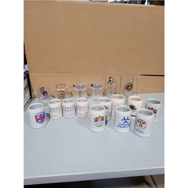 Lot of Assorted Beer Steins & Glasses