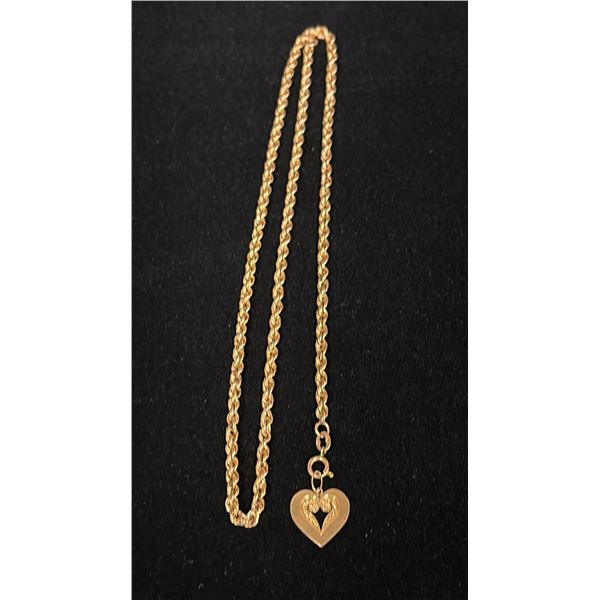 APPROX 10K CHAIN (18") WITH APPROX 14K HEART PENDANT (4.7G)