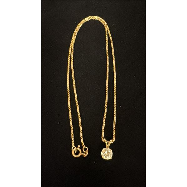 APPROX 10K CHAIN (16") WITH APPROX 14K PENDANT SET WITH CUBIC ZIRCONIA (4.1G)