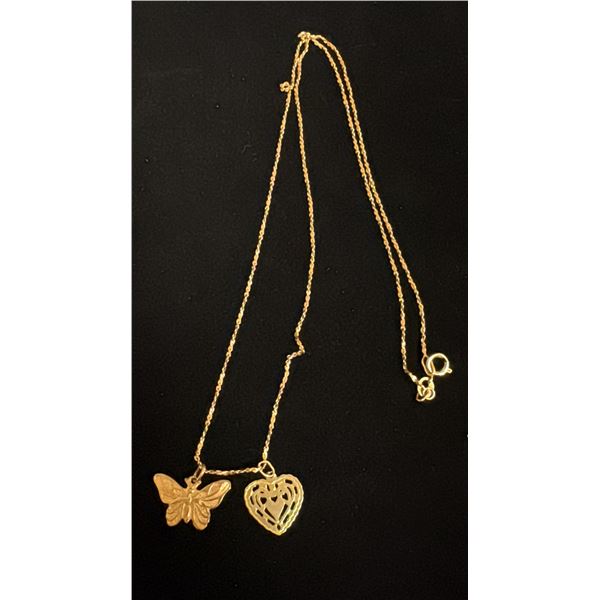 APPROX 10K CHAIN (20") WITH TWO APPROX 10K PENDANTS (3.4G)