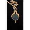 Image 2 : APPROX 9K WATCH CHAIN (15") WITH APPROX 9K FOB SET WITH CARNELIAN BLOODSTONE (43.5G)