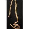 Image 3 : APPROX 9K WATCH CHAIN (15") WITH APPROX 9K FOB SET WITH CARNELIAN BLOODSTONE (43.5G)