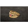 Image 2 : APPROX 10K LADIES RING SET WITH RED, YELLOW, MAUVE & GREEN STONES (5.8G)