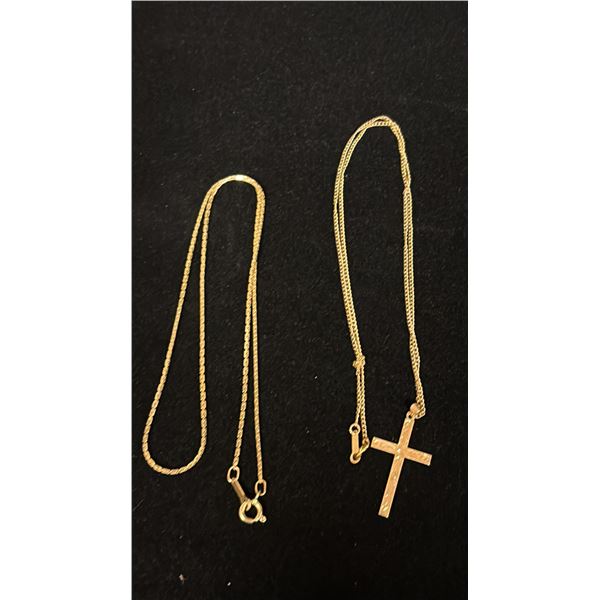 APPROX 10K CHAIN (15") AND APPROX 10K CHAIN WITH APPROX 10K CROSS PENDANT (4.2G)