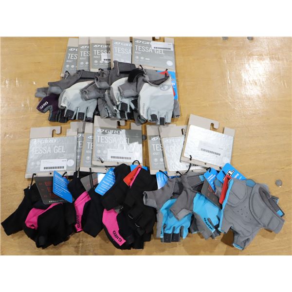 LOT DE 12 PAIRES DE GANTS DE VÉLO GIRO TESSA GEL ASSORTIS