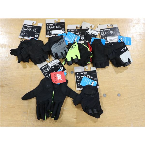 LOT DE 7 PAIRES DE GANTS DE VÉLO GIRO BRAVO GEL ASSORTIS