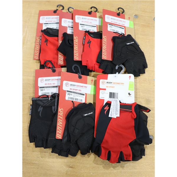 LOT DE 7 PAIRES DE GANTS DE VÉLO HOMME SPECIALIZED BODY GEOMETRY ASSORTIS