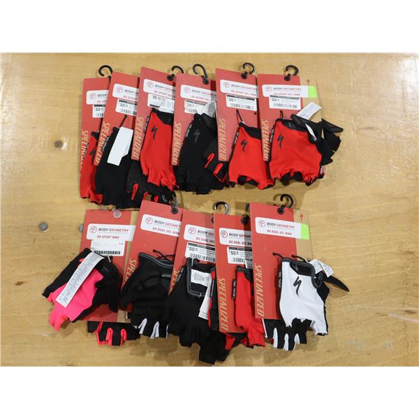 LOT DE 11 PAIRES DE GANTS DE VÉLO FEMME SPECIALIZED BODY GEOMETRY ASSORTIS