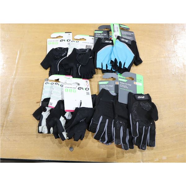 LOT DE 9 PAIRES DE GANTS DE VÉLO EVO ASSORTIS