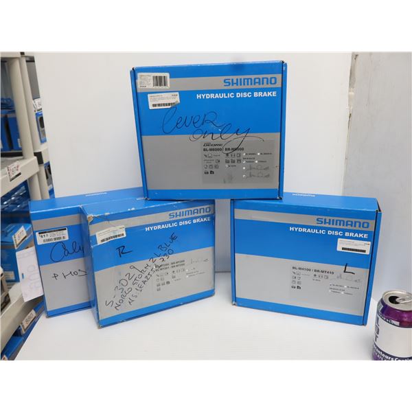 LOT DE 4 FREINS À DISQUE HYDRAULIQUES SHIMANO ASSORTIS (POUR PIÈCES)