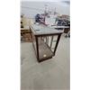 Image 2 : Antique Oak and Glass Store Counter Display Case with Sliding Panels and Shelves 42 x 59 x 27"