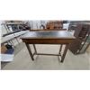 Image 1 : Vintage Wooden Drafting Desk with Sloped Linoleum Top and Open Storage Cubby 46 x 54 x 24"