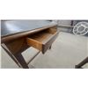 Image 5 : Vintage Wooden Drafting Desk with Sloped Linoleum Top and Open Storage Cubby 46 x 54 x 24"