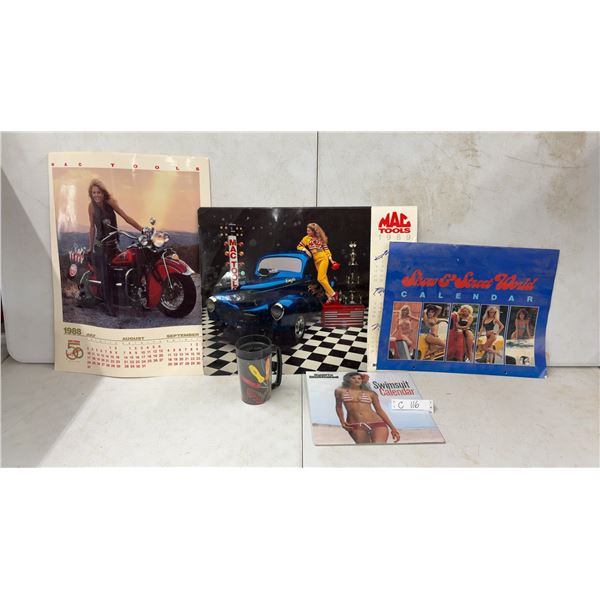 Mac Tools 1988 and 1989 Calendars, Sports Illustrated 2003 Swimsuit Calendar, and More