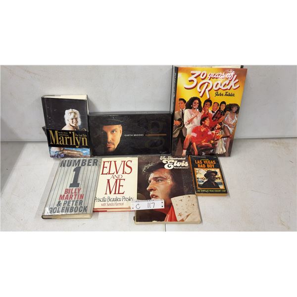 Collection of Celebrity Biographies Including Elvis, Marilyn Monroe, Garth Brooks Box Set, and More