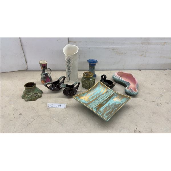Bay Keramik West German Drip Glaze Pitcher, Ceramic Swan Dishes, Vases, and More