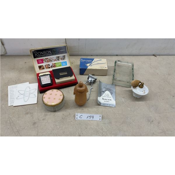 Vintage Ronson CFL Mark II Electric Shaver, Renown Hair Clipper, Perfume Atomizer, and More