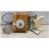 Image 6 : Bronze Dog Pen Tray, Vintage Desk Clock, Glass Inkwell, Marble Paperweights, and More