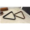 Image 2 : Wooden Wall-Mounted Pool Cue Racks, Ball Racks, Billiard Balls, and Chalk