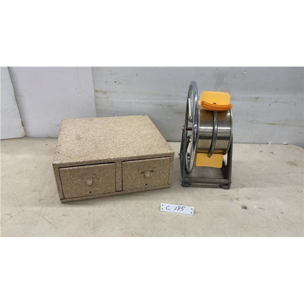 Vintage Acme Seeley Cardwheel Rotary Card File & Two-Drawer Index Card Cabinet