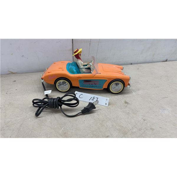 Barbie AM/FM Digital Alarm Clock Radio Orange Convertible Car with Figure