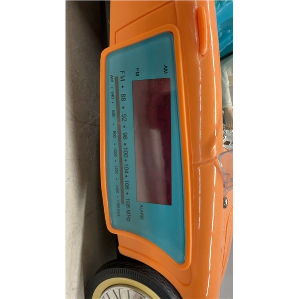 Barbie AM/FM Digital Alarm Clock Radio Orange Convertible Car with