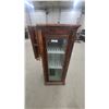 Image 1 : Vintage Wooden Tobacco Display Cabinet with Glass Front and Slatted Shelves 52 x 21 x 21"