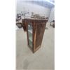 Image 2 : Vintage Wooden Tobacco Display Cabinet with Glass Front and Slatted Shelves 52 x 21 x 21"