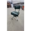 Image 1 : Vintage Mid-Century Green Vinyl Upholstered Office Swivel Chair with Chrome Base