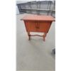 Image 1 : Rustic Colonial-Style Accent Cabinet with Brass Ring Pulls and Pedestal Base30 x 28 x 15"