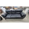 Image 2 : Black Leather-Look Three-Seat Sofa Set with Rolled Arms 82" Wide and 2 Seater Love Seat 50"