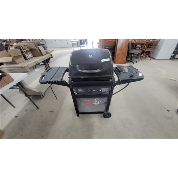 Master Chef Two-Burner Propane Grill with Side Burner and Storage Shelf