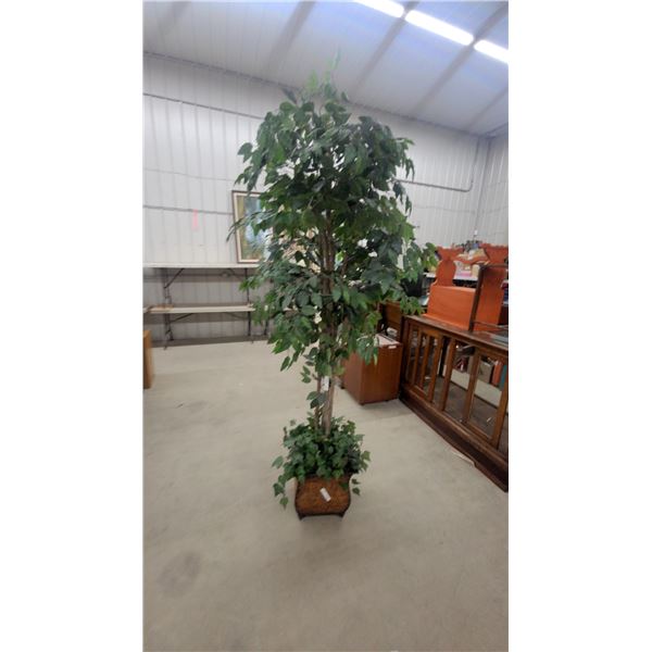 Artificial Ficus Tree with Ivy in Decorative Brown Planter 7' Tall