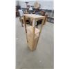 Image 2 : Bamboo Bathroom Storage Tower with Two Open Shelves and Slatted Cabinet Door 47 x 13 x 10"