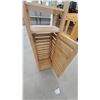 Image 4 : Bamboo Bathroom Storage Tower with Two Open Shelves and Slatted Cabinet Door 47 x 13 x 10"