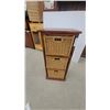 Image 1 : Three-Drawer Wooden Storage Tower with Woven Wicker Baskets 36 x 17 x 13"