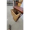 Image 3 : Three-Drawer Wooden Storage Tower with Woven Wicker Baskets 36 x 17 x 13"