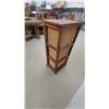 Image 4 : Three-Drawer Wooden Storage Tower with Woven Wicker Baskets 36 x 17 x 13"