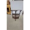 Image 1 : Vintage Dark-Stained Wood Demi-Lune Three-Tier Accent Table with Turned Legs 24 x 22 x 11"