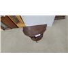 Image 3 : Vintage Dark-Stained Wood Demi-Lune Three-Tier Accent Table with Turned Legs 24 x 22 x 11"