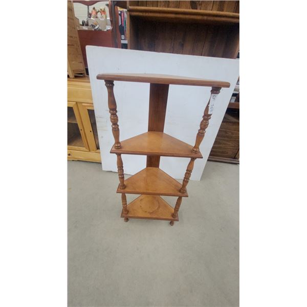 Four-Tier Wooden Corner Shelf with Turned Spindle Supports 44 x 19 x 10"