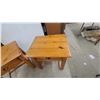 Image 3 : Pair of Rustic Pine End Tables with Single Drawer and Brass Cup Pulls 24 x 21 x 26"